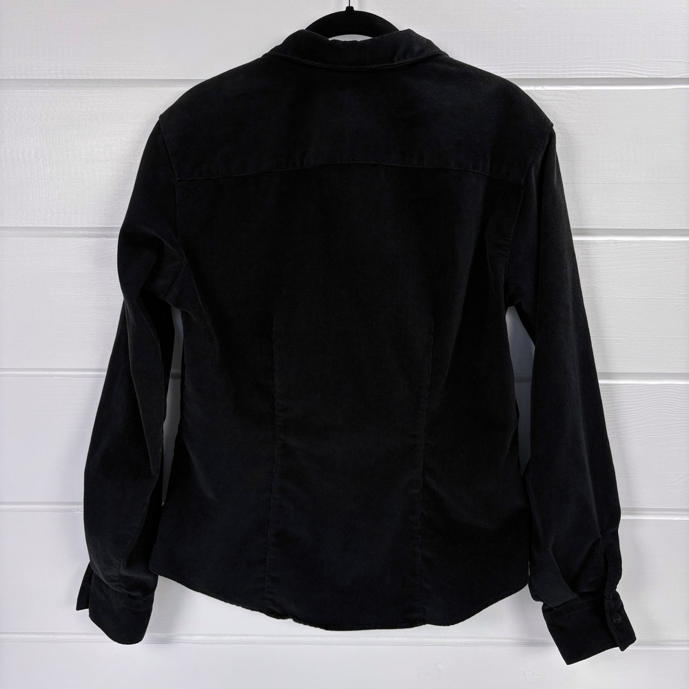 RARE Vtg 90s J Crew‎ Black Corduroy Shirt M Dark Academia Holiday Romantic Goth - Picture 10 of 12